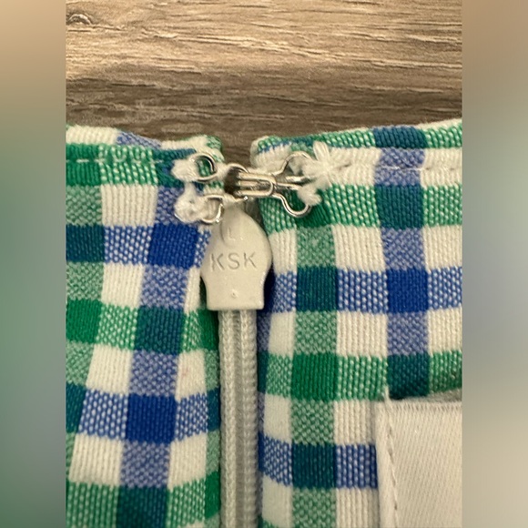 Elle Blue, Green, & White Gingham Print Midi Short Sleeve Dress Size M - Picture 11 of 16